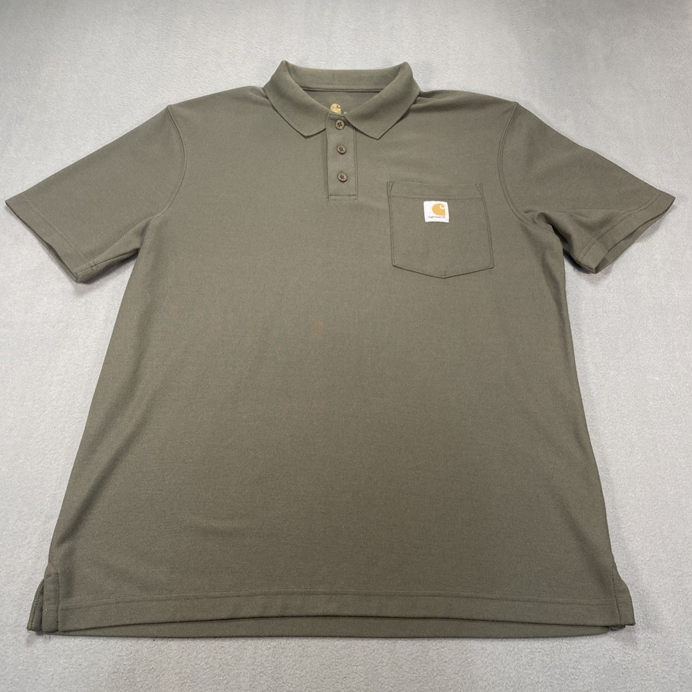 Carhartt Men's Medium Polo Shirt K570 Original Fit Green Short Sleeve Workwear